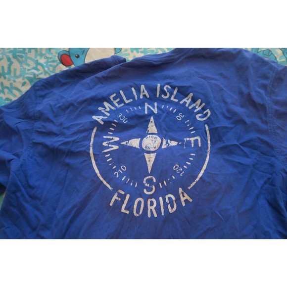 Hiho Amelia Island Florida Compass T-Shirt Resort Vacation Blue Men's Large - Picture 7 of 7